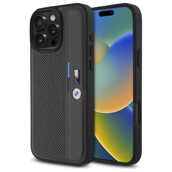 BMW M Perforated Tricolor Detail Line iPhone 16 Pro Max Ümbris - Dark hall
