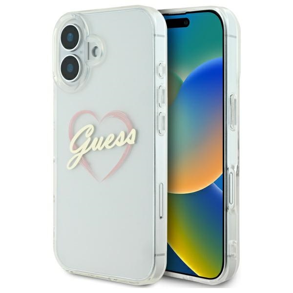 Guess IML Heart Ümbris jaoks iPhone 16 plus - läbipaistev