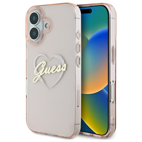 Guess IML Heart iPhone 16 Ümbris - roosa