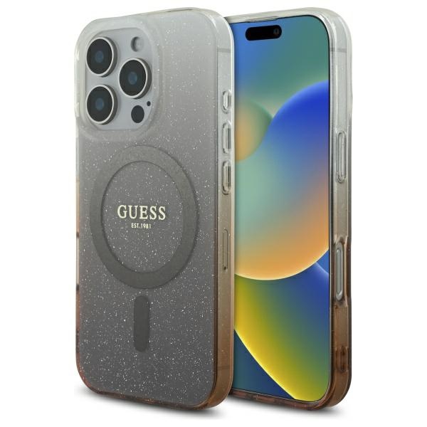 Guess IML Glitter Gradient MagSafe iPhone 16 Pro Ümbris - Brown