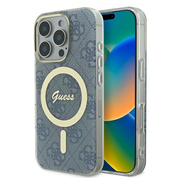 Guess IML 4G MagSafe Чехол для iPhone 16 Pro Max - синий