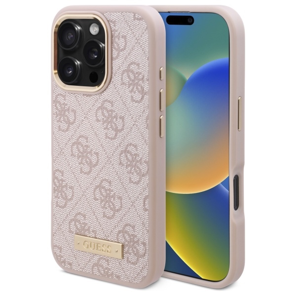 Guess 4G Logo Plate MagSafe Ümbris jaoks iPhone 16 Pro Max - roosa