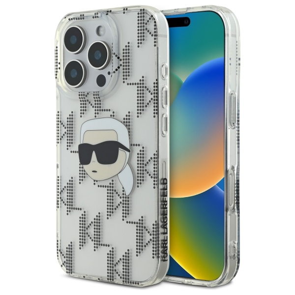 Karl Lagerfeld IML Karl Head Electroplated iPhone 16 Pro Ümbris - Clear