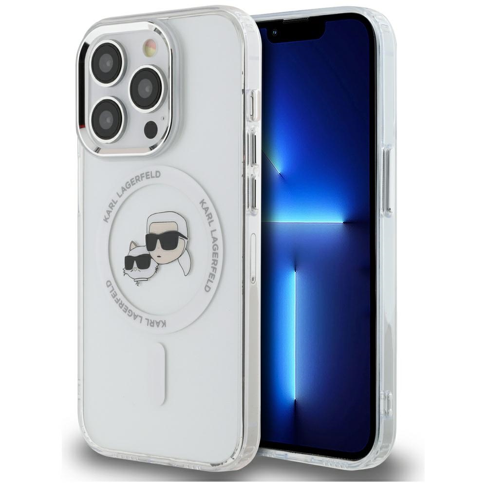 Karl Lagerfeld IML Metal Karl & Choupette Head MagSafe iPhone 14 Pro Ümbris - valge