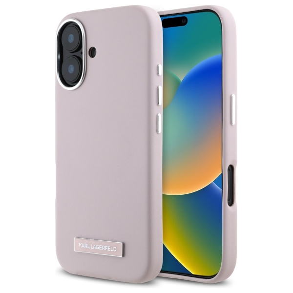 Karl Lagerfeld FW Metal Plate MagSafe iPhone 16 Ümbris - roosa