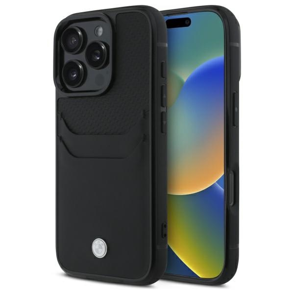 BMW Sign Leather Cardslot Ümbris jaoks iPhone 16 Pro Max - must