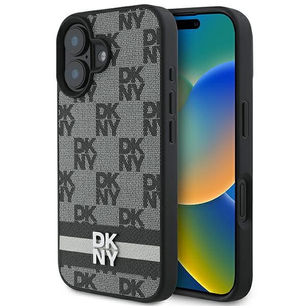 DKNY Checkered Pattern & Printed Stripes iPhone 16 Ümbris - Must