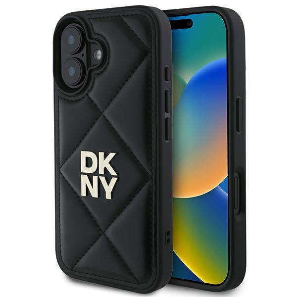DKNY Quilted Stack Logo iPhone 16 Ümbris - Must