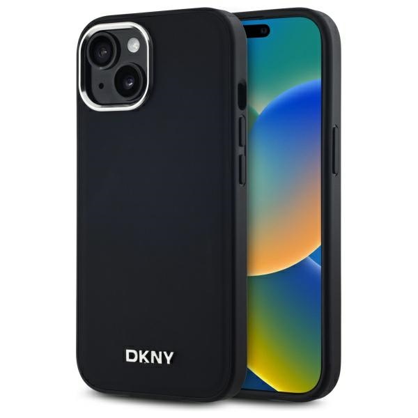 DKNY Plain Logo MagSafe iPhone 15 Ümbris - Must