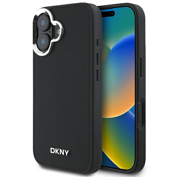 DKNY Plain Hõbedane Logo MagSafe iPhone 16 Ümbris - Must