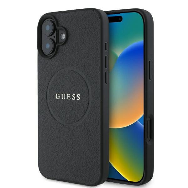 Guess Grained kuldne Ring MagSafe ümbris jaoks iPhone 16 - must