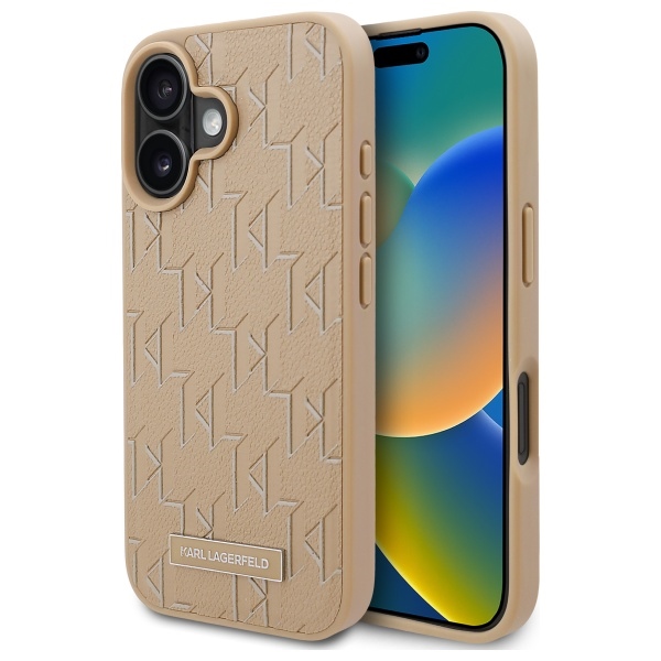 Karl Lagerfeld Hot Stamp Magsafe iPhone 16 Ümbris - Beige