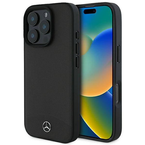 Mercedes Textured And Plain Leather MagSafe ümbris jaoks iPhone 16 Pro Max - must
