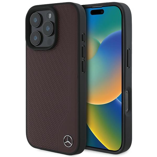 Mercedes MB Wood Imitation Leather MagSafe Ümbris jaoks iPhone 16 Pro Max - punane