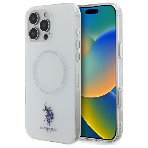 US Polo IML Ring MagSafe iPhone 16 Pro Ümbris - valge
