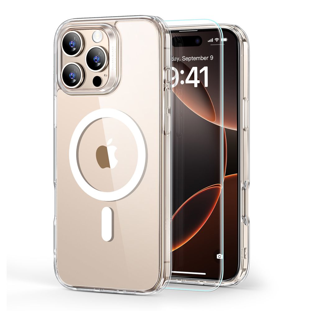 Чехол ESR Classic Hybrid Halolock MagSafe + закалённое стекло для iPhone 16 Pro Max - прозрачный