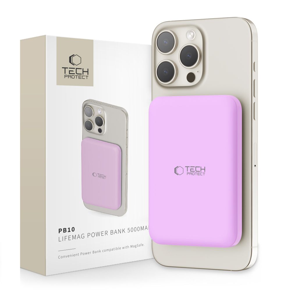 Tech-Protect LifeMag MagSafe PB10 5000mAh energiapank - roosa