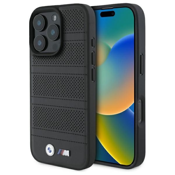 BMW M Perforated And Stitched Line MagSafe ümbris jaoks iPhone 16 Pro Max - must