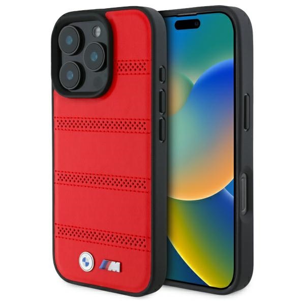 BMW M Perforated And Stitched Line MagSafe ümbris jaoks iPhone 16 Pro Max - punane