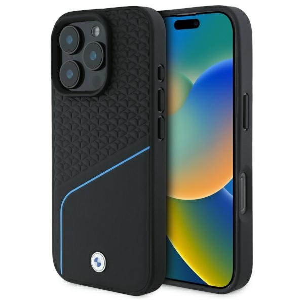 BMW Sign Leather Textured And Line MagSafe Ümbris jaoks iPhone 16 Pro Max - must