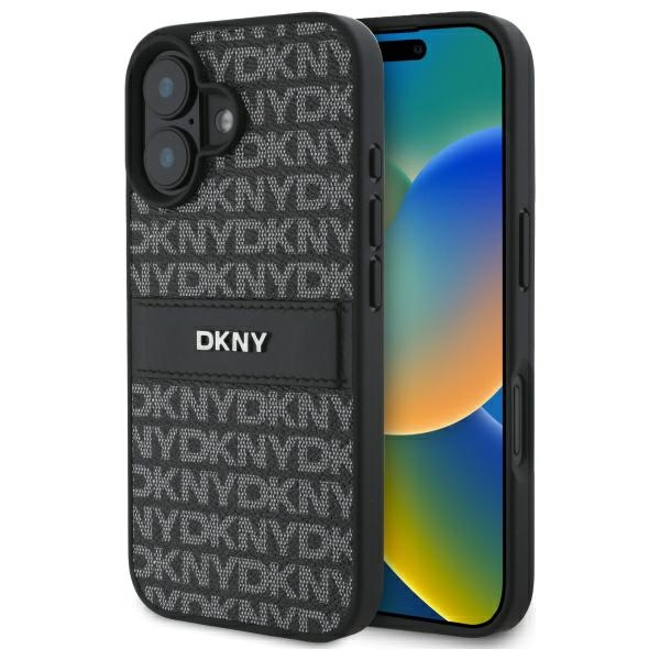 DKNY Texture Pattern Tonal Stripe iPhone 16 Ümbris - Must