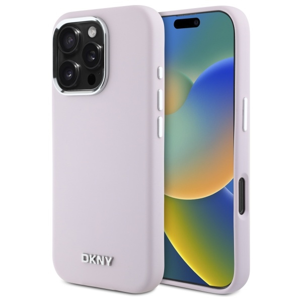 DKNY Liquid Silicone Small Metal Logo MagSafe iPhone 16 Pro Max Ümbris - Roosa