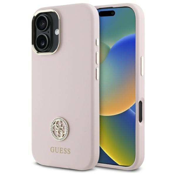 Guess Silicone Logo Strass 4G ümbris jaoks iPhone 16 - light roosa