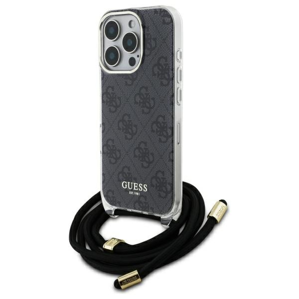 Guess Crossbody Cord 4G Print Ümbris jaoks iPhone 16 Pro Max - must