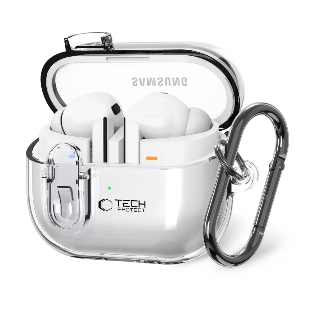Tech-Protect FlexAir Ümbris with Carabiner jaoks Samsung Galaxy Buds 3 / 3 Pro - läbipaistev