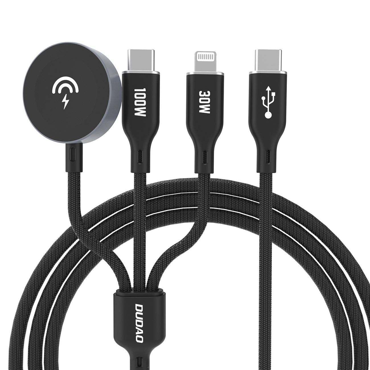 Apple Watch Dudao A12Max+ PD 100W 3in1 Laadija Kaabel: USB-C Lightning 1.2m - must
