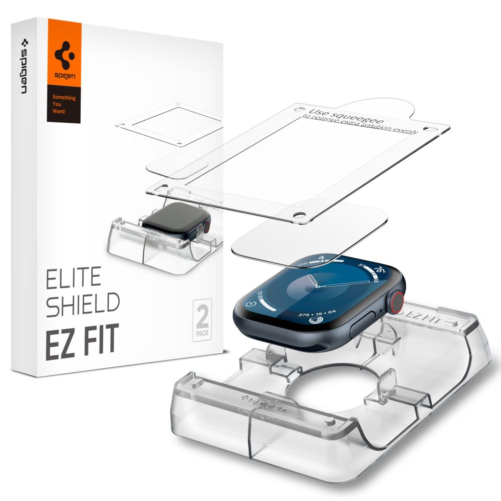 Spigen Elite Shield ”EZ FIT” Hübriidklaas 2-PACK jaoks Apple Watch 10 (42MM) - Clear
