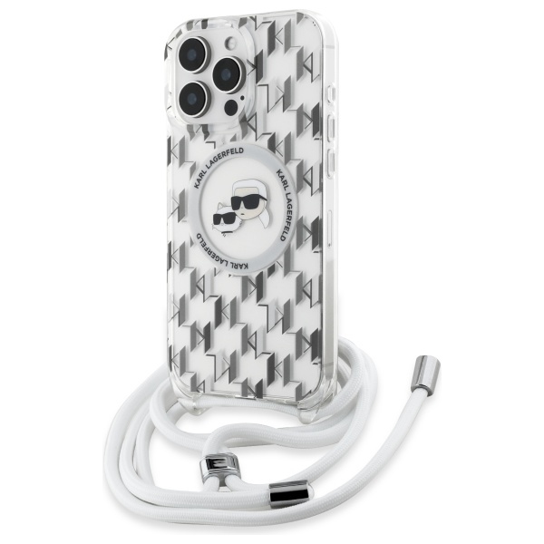 Karl Lagerfeld IML Crossbody Monogram Karl & Choupette Head MagSafe Ümbris jaoks iPhone 16 Pro Max - Clear