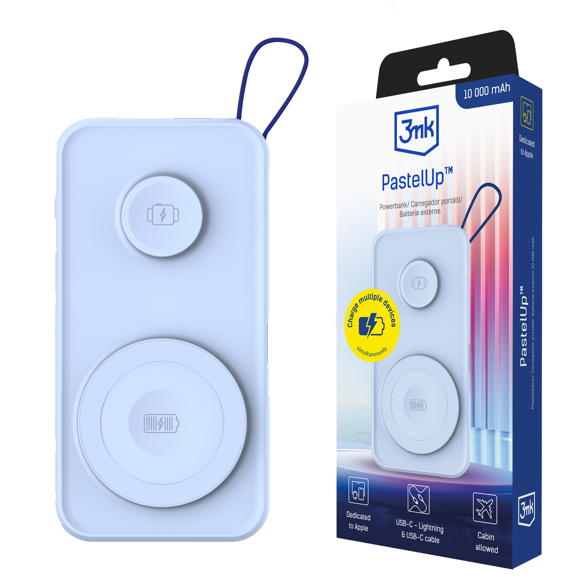 Powerbank 3mk PastelUp 10,000mAh 22.5W USB 1A1C - sinine