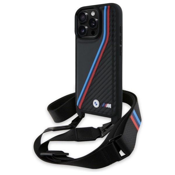 BMW M Edition Carbon Tricolor Lines & Strap Ümbris jaoks iPhone 16 Pro - must