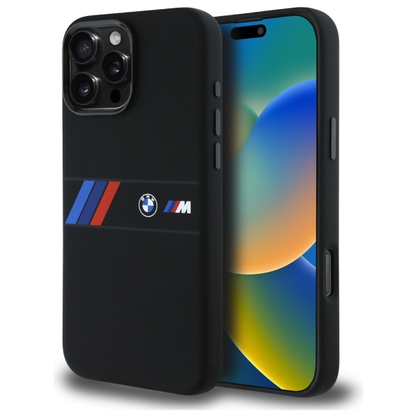 BMW Silicone Middle Stripe MagSafe Ümbris jaoks iPhone 16 Pro Max - must