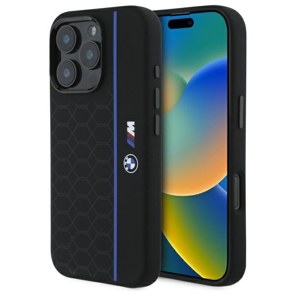 BMW Silicone Hexagon sinine Line MagSafe Ümbris jaoks iPhone 16 Pro Max - must