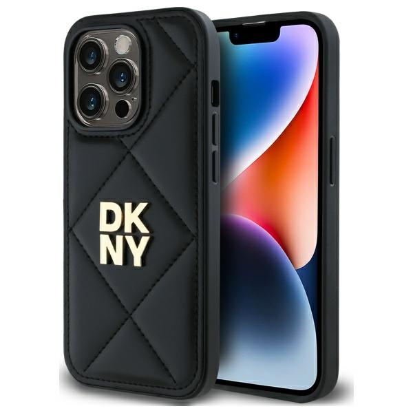 DKNY Quilted Stack Logo iPhone 14 Pro Ümbris - Must