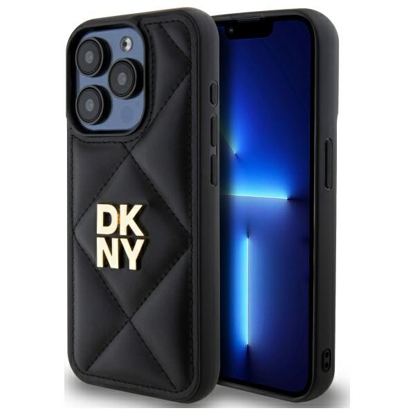 DKNY Quilted Stack Logo iPhone 15 Pro Ümbris - Must