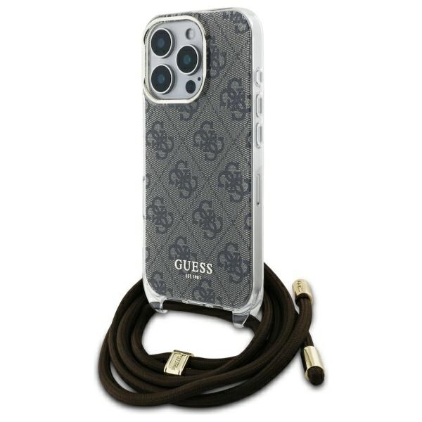 Guess Crossbody Cord 4G Print Ümbris jaoks iPhone 16 Pro - Brown