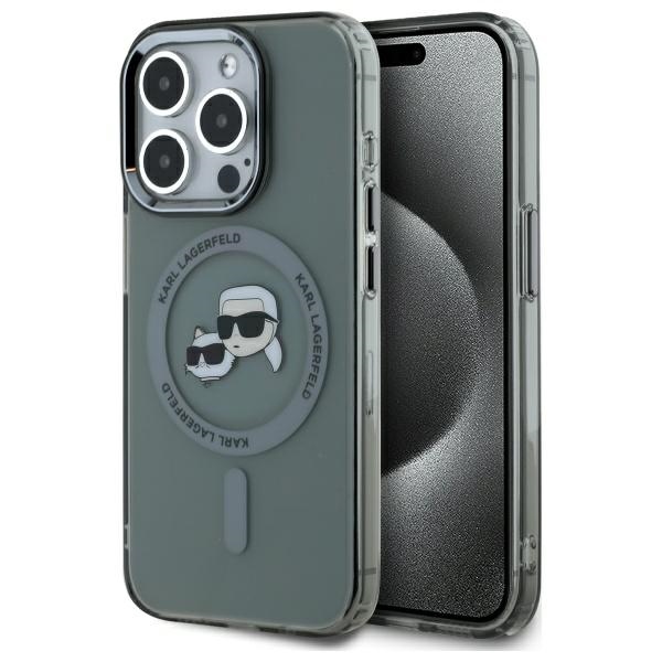 Karl Lagerfeld KLHMP15XHLSKCK Чехол iPhone 15 Pro Max 6.7" чёрный/чёрный IML металлические головы Karl&Choupette MagSafe