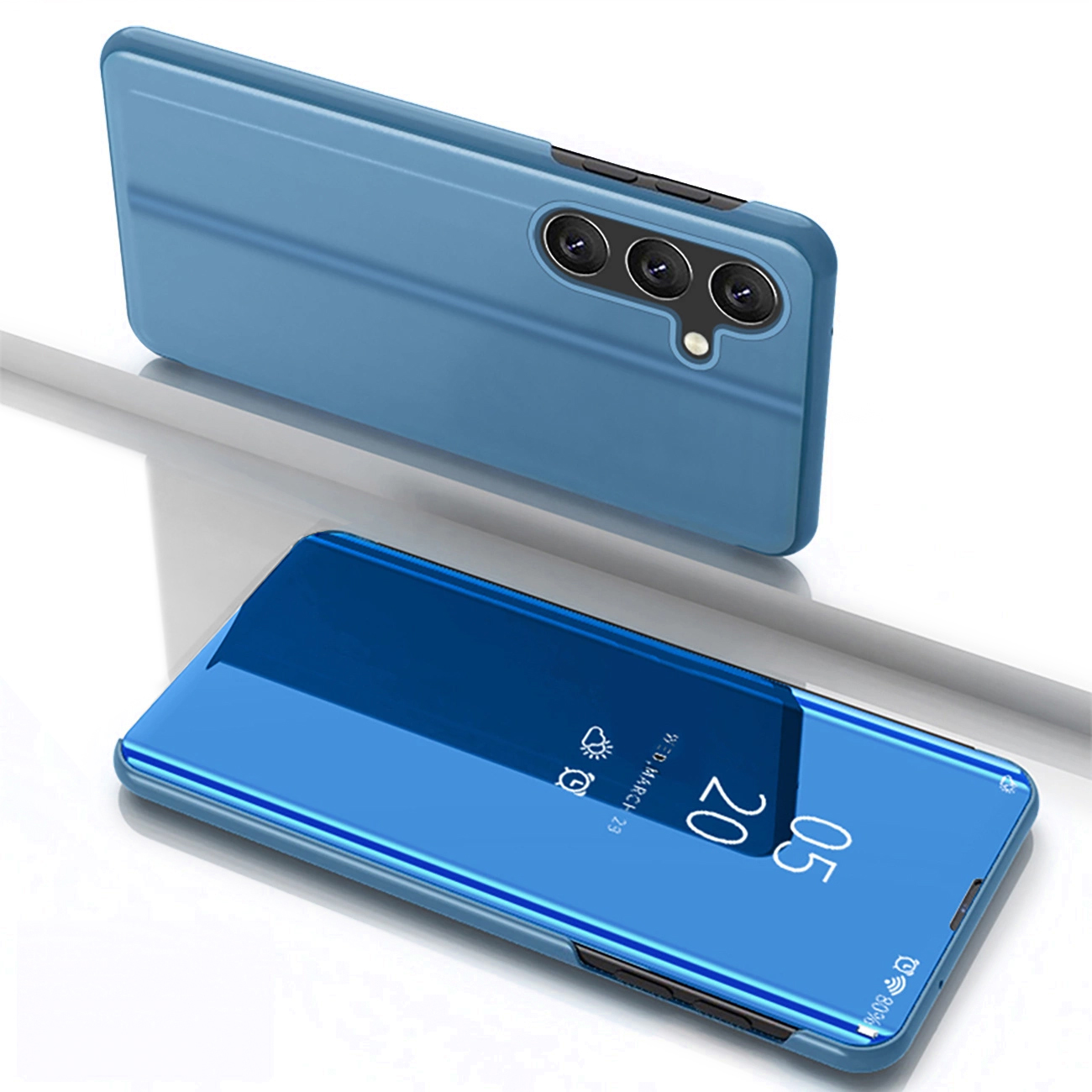 Clear View Чехол для Samsung Galaxy S25+ с откидной крышкой - синий