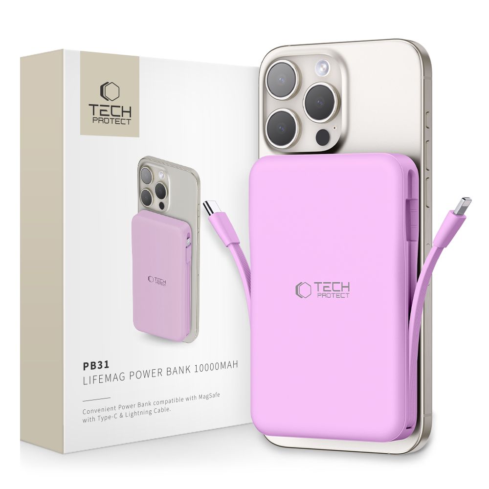 Tech-Protect PB31 MagSafe 10000mAH energiapank - lilla