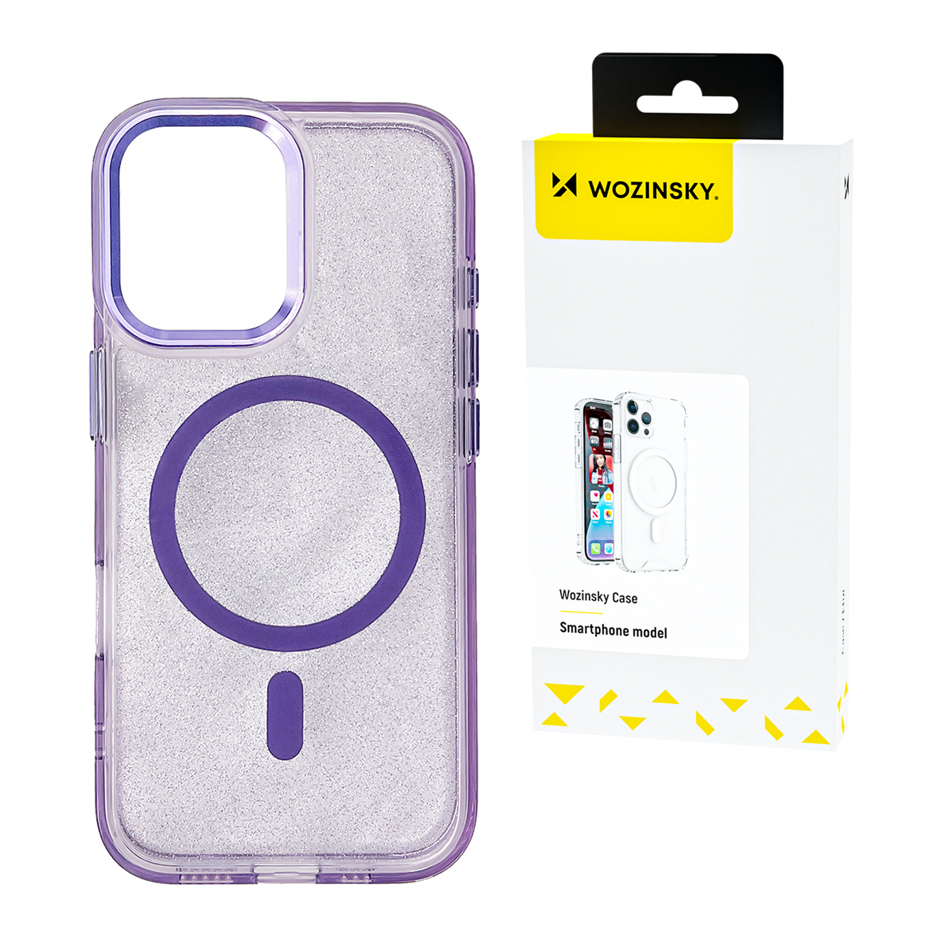 Wozinsky Glitter Ümbris with Mag Safe jaoks Samsung Galaxy S25 - lilla with Glitter