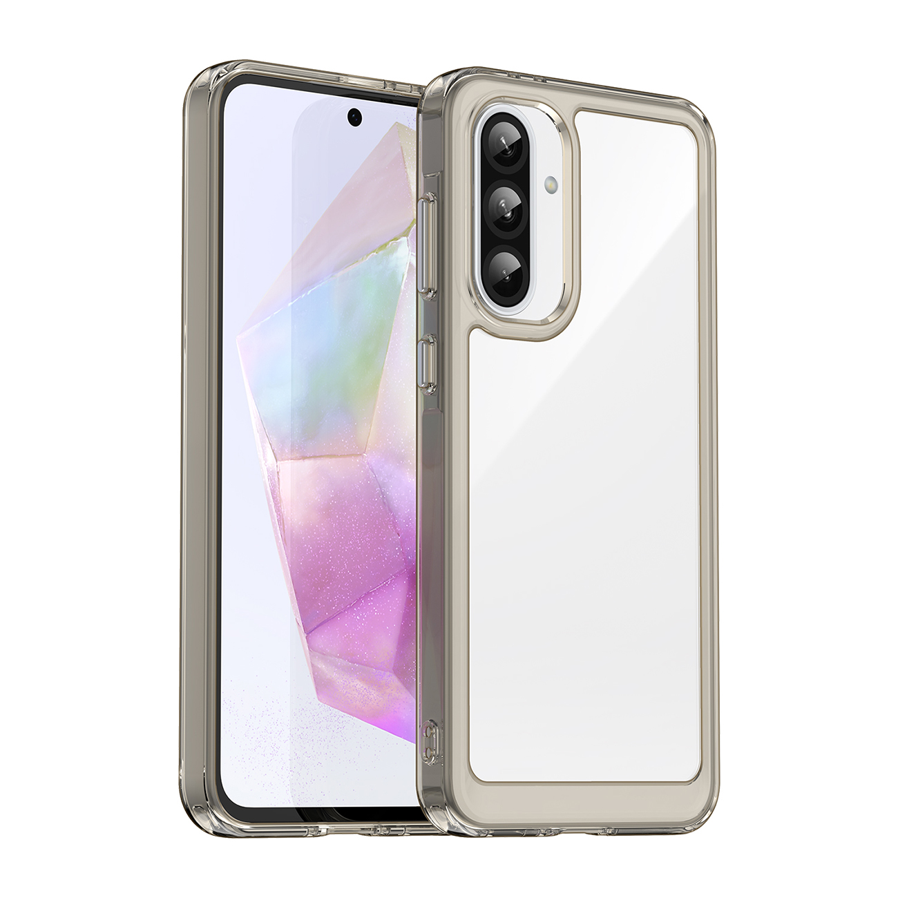 Outer Space Ümbris jaoks Samsung Galaxy A56 Cover with Flexible Frame - Semi-läbipaistev, must