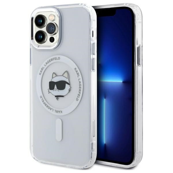 Karl Lagerfeld IML Metal Choupette Head MagSafe iPhone 12 Ümbris - valge