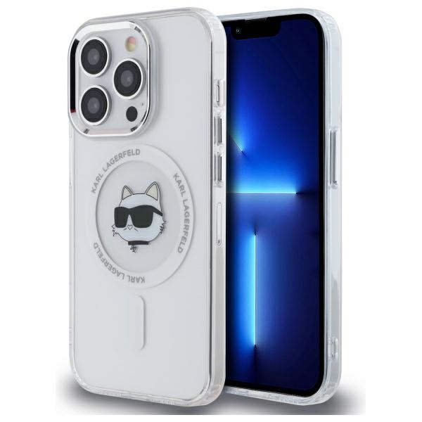 Karl Lagerfeld IML Metal Choupette Head MagSafe iPhone 13 Ümbris - valge