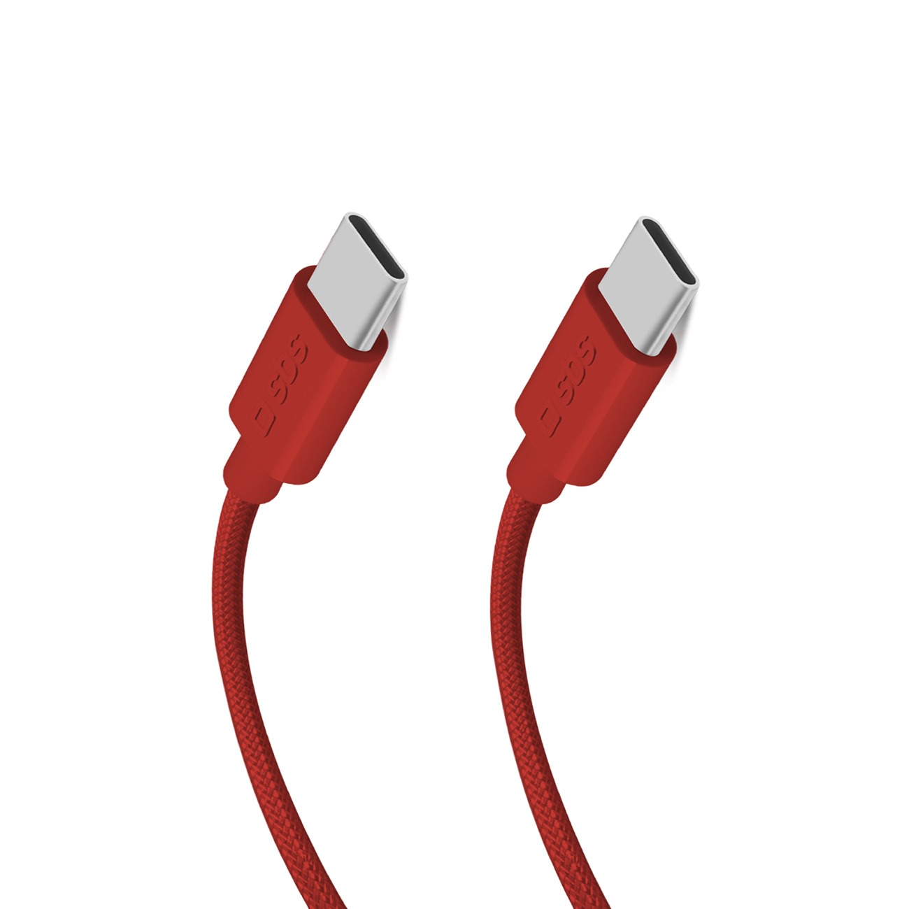 SBS TECABLETISSUETCCR USB-C - USB-C 1.5m 60W Braided Kaabel - punane
