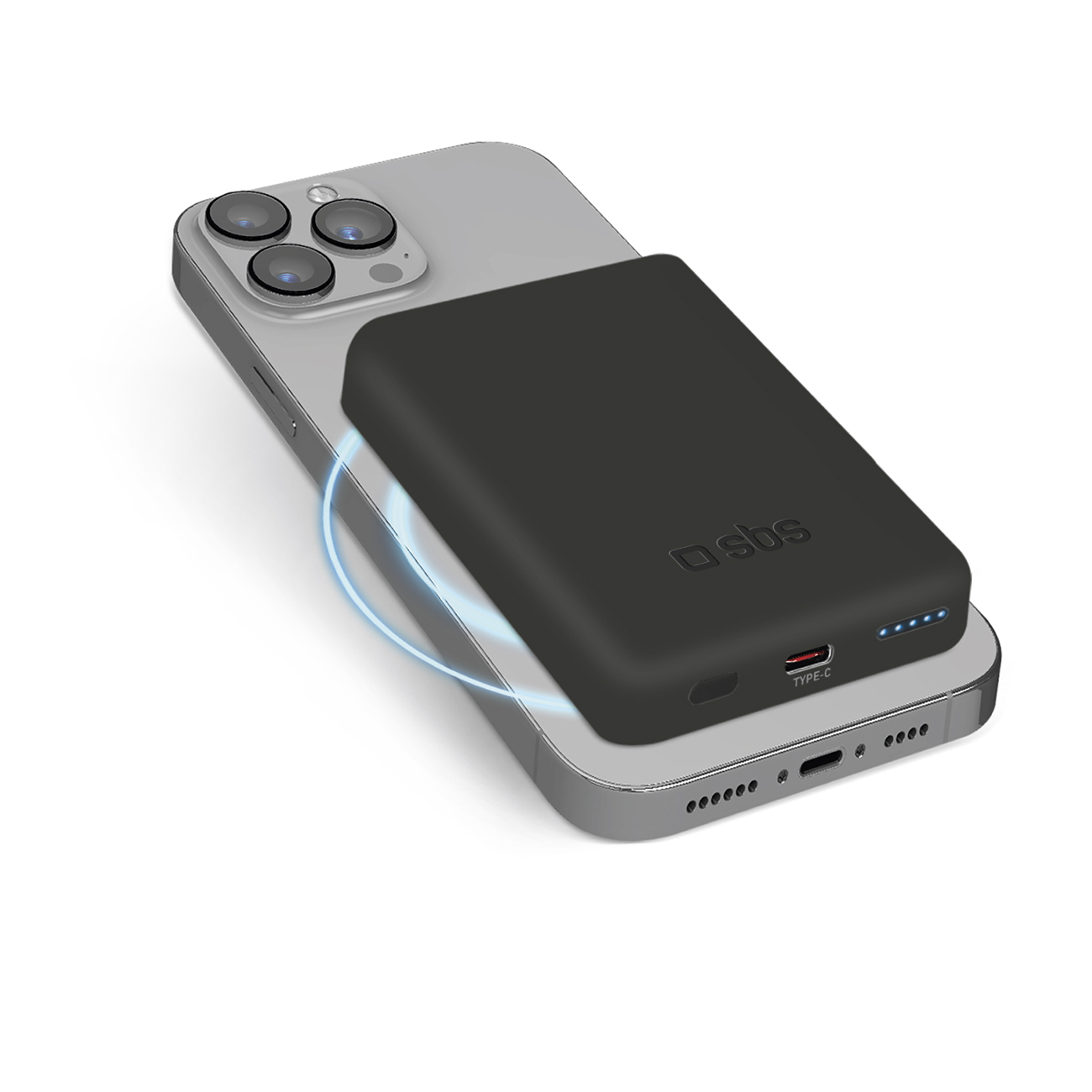 SBS TEBB5000MAG1CK Juhtmeta energiapank 5000 mAh USB-C, MagSafe ühilduv - must