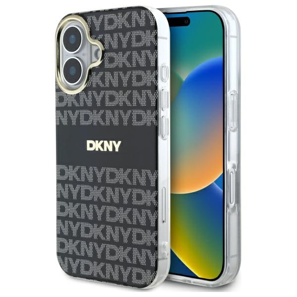DKNY Repeat Texture Pattern With Stripe iPhone 16 Ümbris - Must