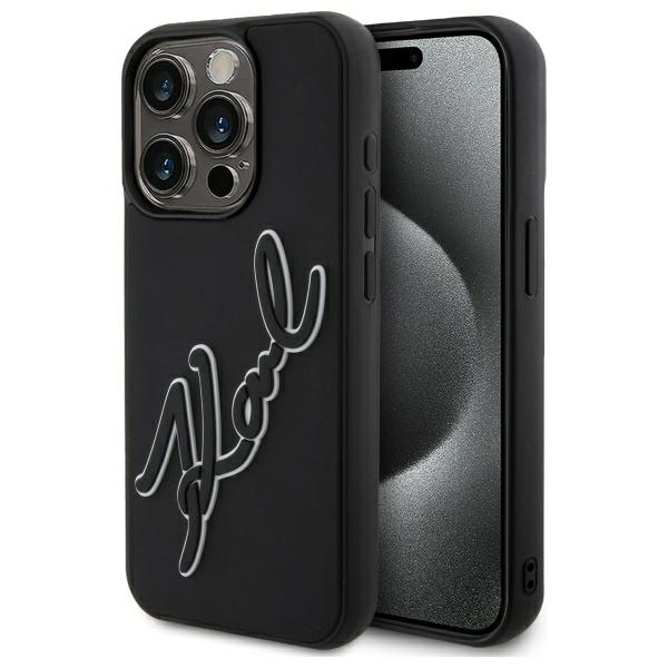 Karl Lagerfeld 3D Rubber Signature Ümbris jaoks iPhone 15 Pro Max - must